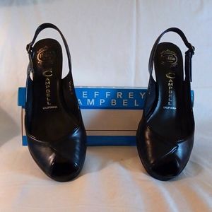 💝HP🫶Jeffrey Campbell 8 Black Peep Toe 2" Wedge Heel